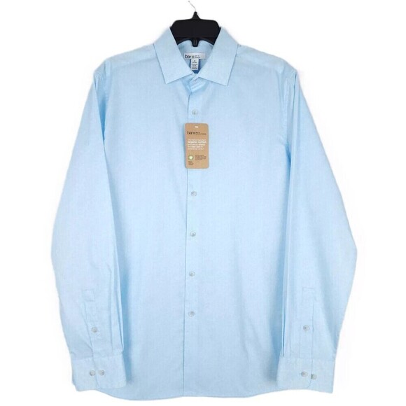 Bar III Men's Dress Shirt Slim-Fit Vine Print Stretch Light Blue Size Large - Picture 2 of 4